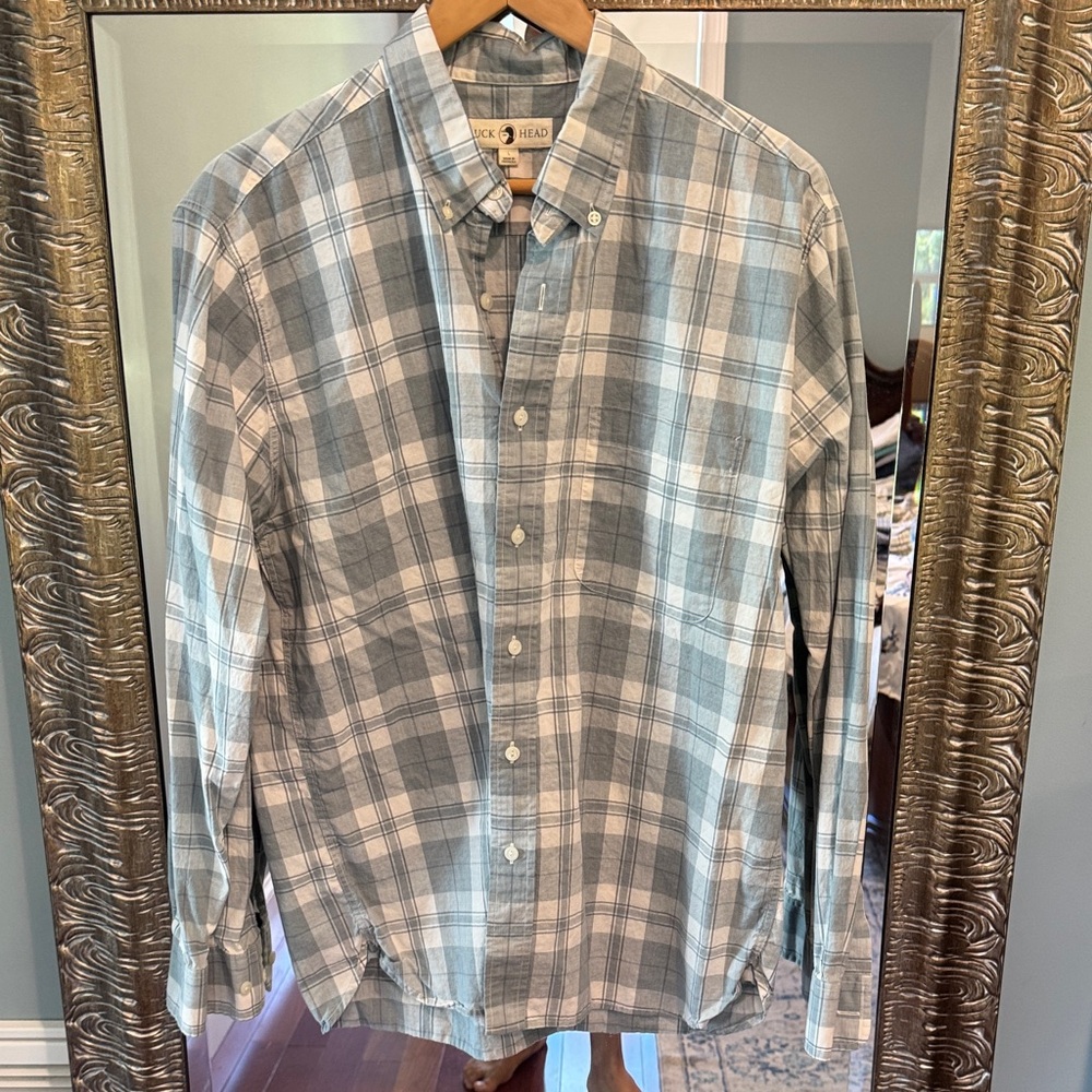 Duck Head Blue and White Plaid Button-Down Shirt